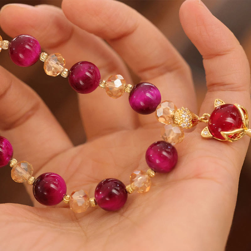 Bracelet de protection et de confiance en soi en œil de tigre rouge PiXiu Fox Buddha Stones - image 5