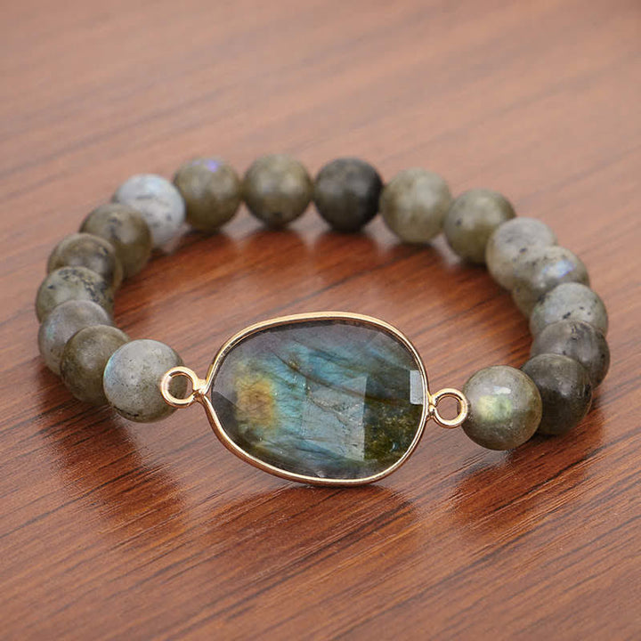 Bracelet de perles de guérison en pierre de lune et labradorite naturelle de Buddha Stones - image 4