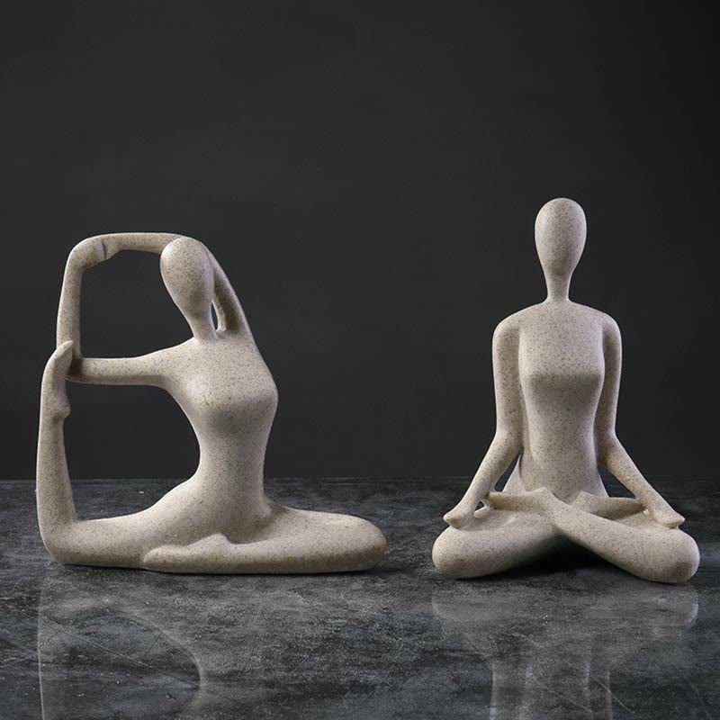 Sculpture abstraite en résine représentant un exercice de méditation et de yoga, décoration de bureau