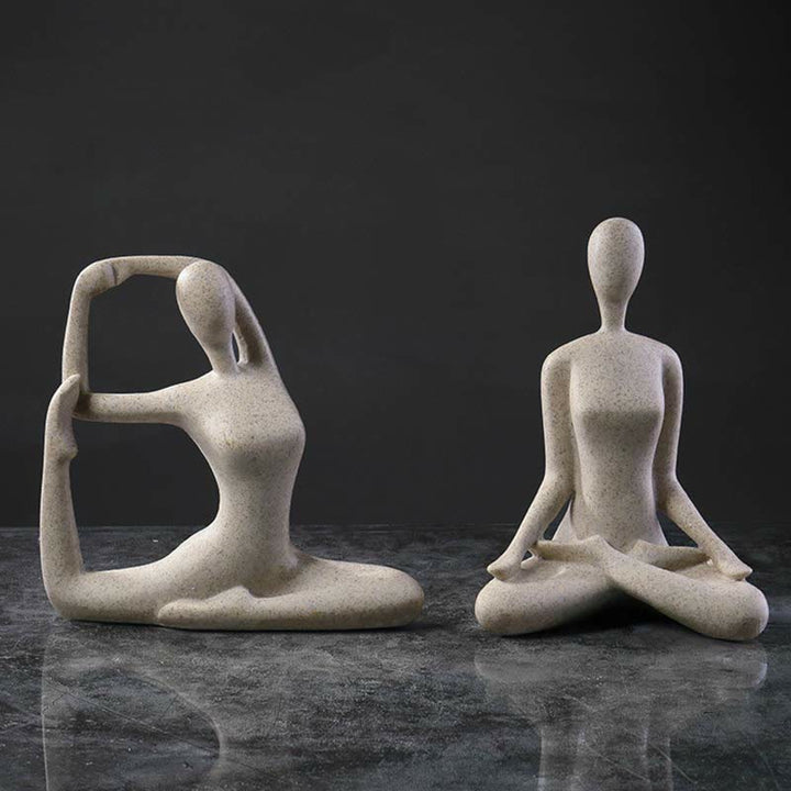 Sculpture abstraite en résine représentant un exercice de méditation et de yoga, décoration de bureau