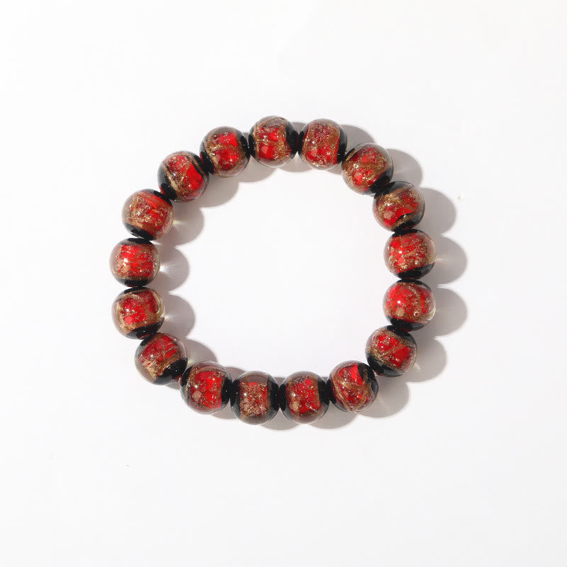 Bracelet tibétain classique en perles de verre Liuli avec Buddha Stones