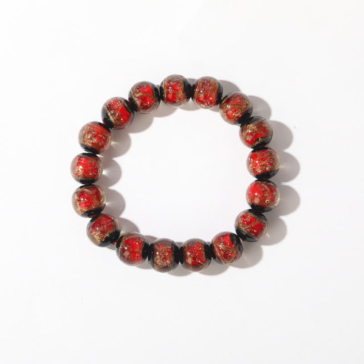 Bracelet tibétain classique en perles de verre Liuli avec Buddha Stones
