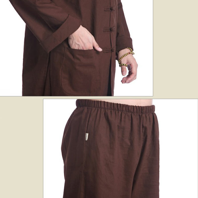 Ensemble pour homme en coton et lin avec boutons en forme de grenouille chinoise et Buddha Stones, méditation, prière, pratique spirituelle zen, yoga - image 19