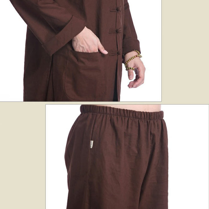 Ensemble pour homme en coton et lin avec boutons en forme de grenouille chinoise et Buddha Stones, méditation, prière, pratique spirituelle zen, yoga - image 19