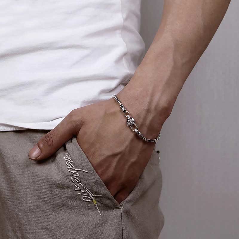 Buddha Stones tibétaines Double Dorje Om Mani Padme Hum bouddha croix gammée Vajra Bracelet de force