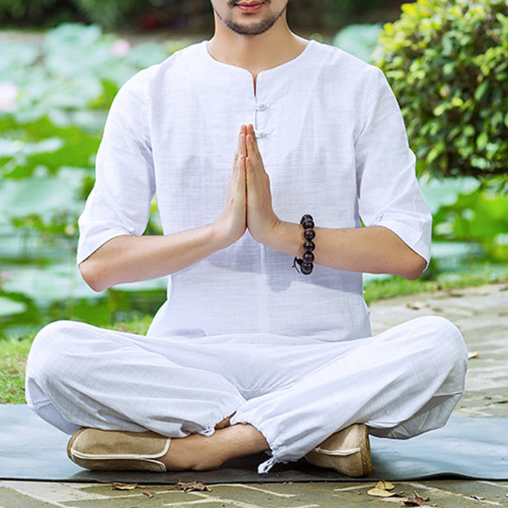 Ensemble de vêtements pour hommes Buddha Stones, méditation, prière, pratique spirituelle zen - Blanc - US/UK/AU42，EU52 (2XL)  - image 0