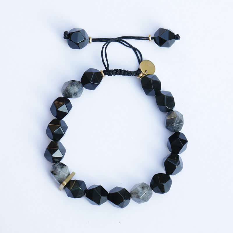 Bracelet de purification en pierre noire pailletée en obsidienne noire