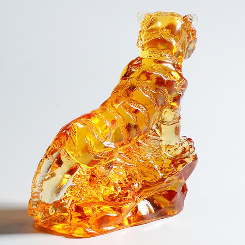 Pièce d'art en cristal de tigre Liuli faite à la main, protection de la décoration de la maison - image 12