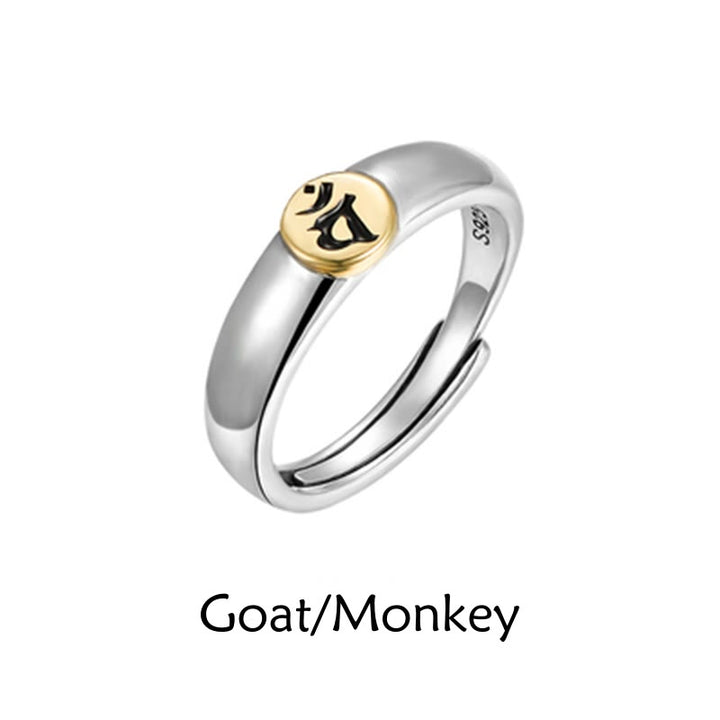 Buddha Stones tibétaines Om Mani Padme Hum sculptées zodiaque chinois Natal Bouddha Bague de paix