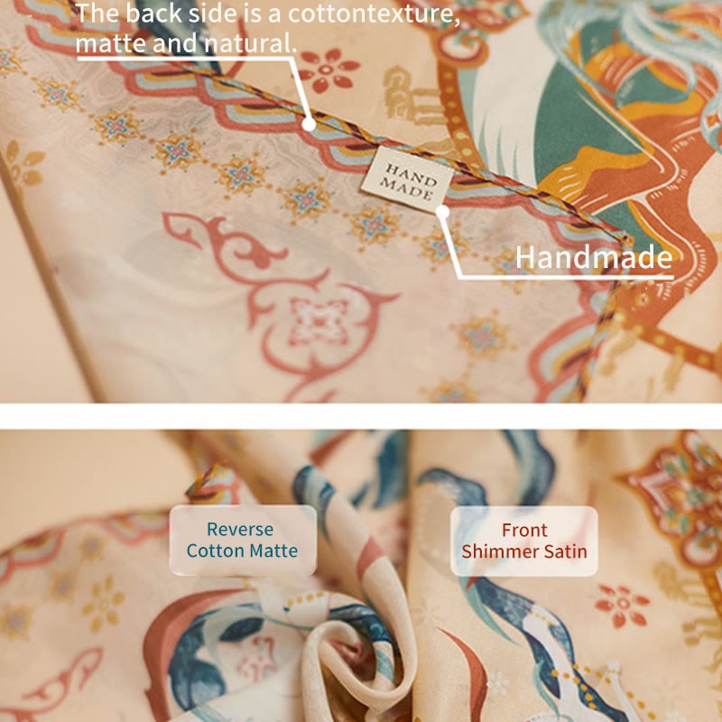 Écharpe en soie de mûrier 100 % soie de mûrier Buddha Stones Dunhuang Riyue Mountain Châle Dunhuang