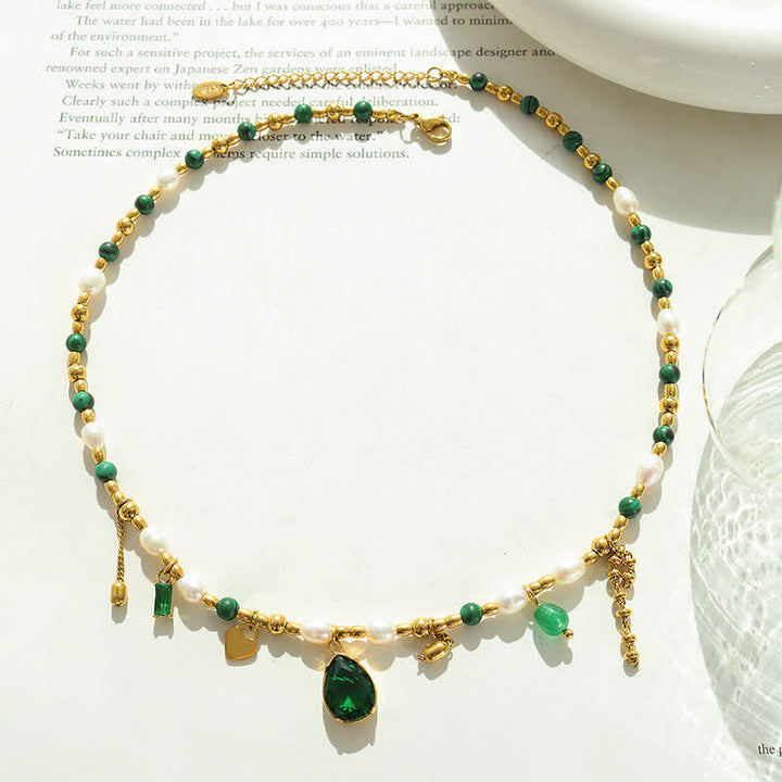 Collier pendentif calme en perles de zircon turquoise