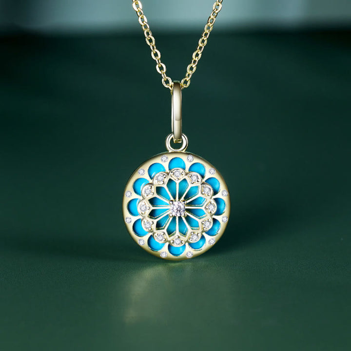 Collier pendentif en argent sterling 925 Buddha Stones et zircon rond turquoise