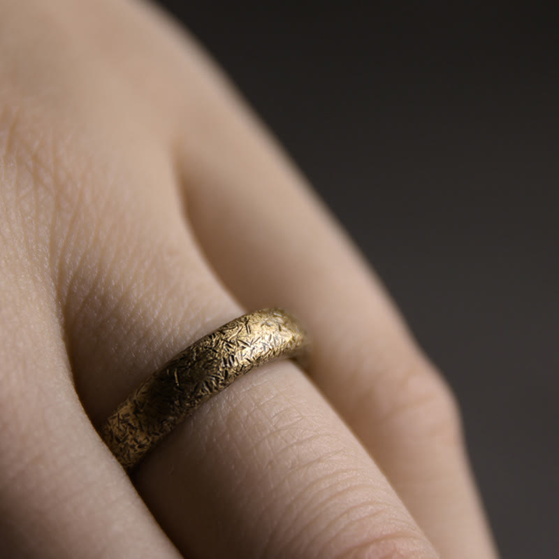 Bague de couple porte-bonheur en cuivre au design texturé vintage tibétain