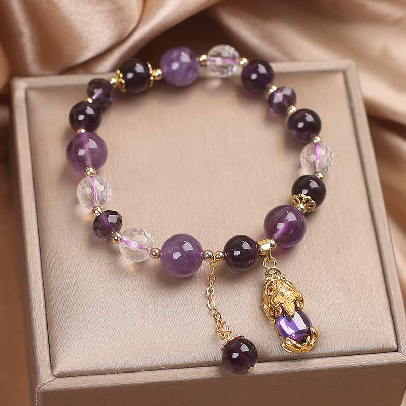 Bracelet de guérison PiXiu en améthyste naturelle Buddha Stones
