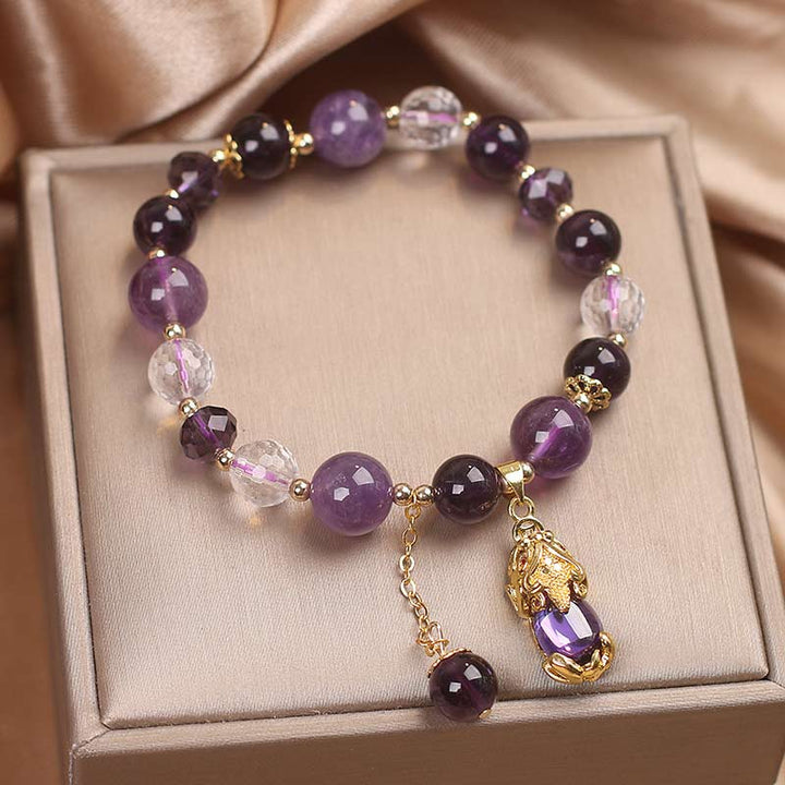 Bracelet de guérison PiXiu en améthyste naturelle Buddha Stones