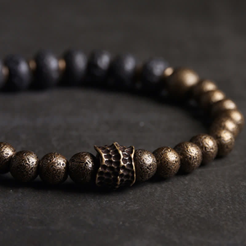Bracelet manchette d'équilibre en cuivre et pierre de lave