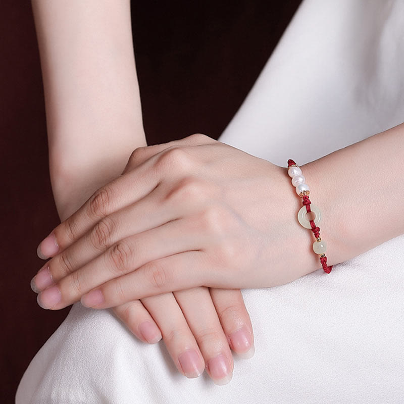 Bracelet porte-bonheur en perles de jade Hetian plaqué or en argent sterling 925 Buddha Stones - image 8