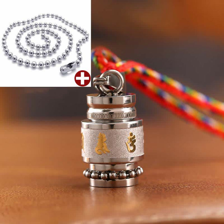 Collier pendentif amulette de sagesse en acier titane avec Buddha Stones tibétaines Om Mani Padme Hum Shurangama Mantra - 1,2 cm * 1,8 cm - Argent - Chaîne de perles et de fils colorés - image 11