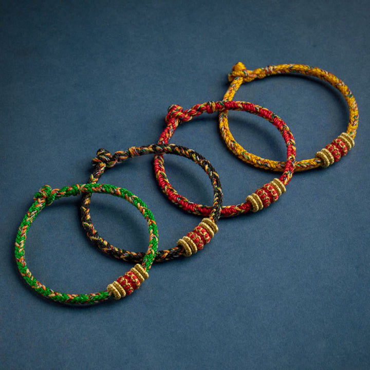 Bracelet en corde tressée fait main en Buddha Stones du zodiaque chinois du Tibet