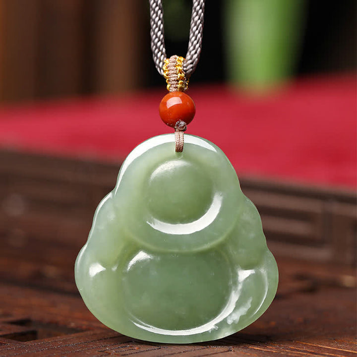 Collier avec pendentif en jade Hetian représentant le Bouddha rieur - image 6