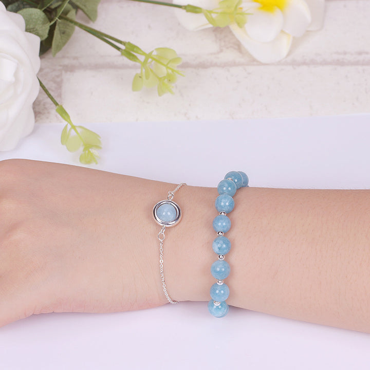 Bracelet positif en cristal de quartz fraise et pierre de soleil Buddha Stones