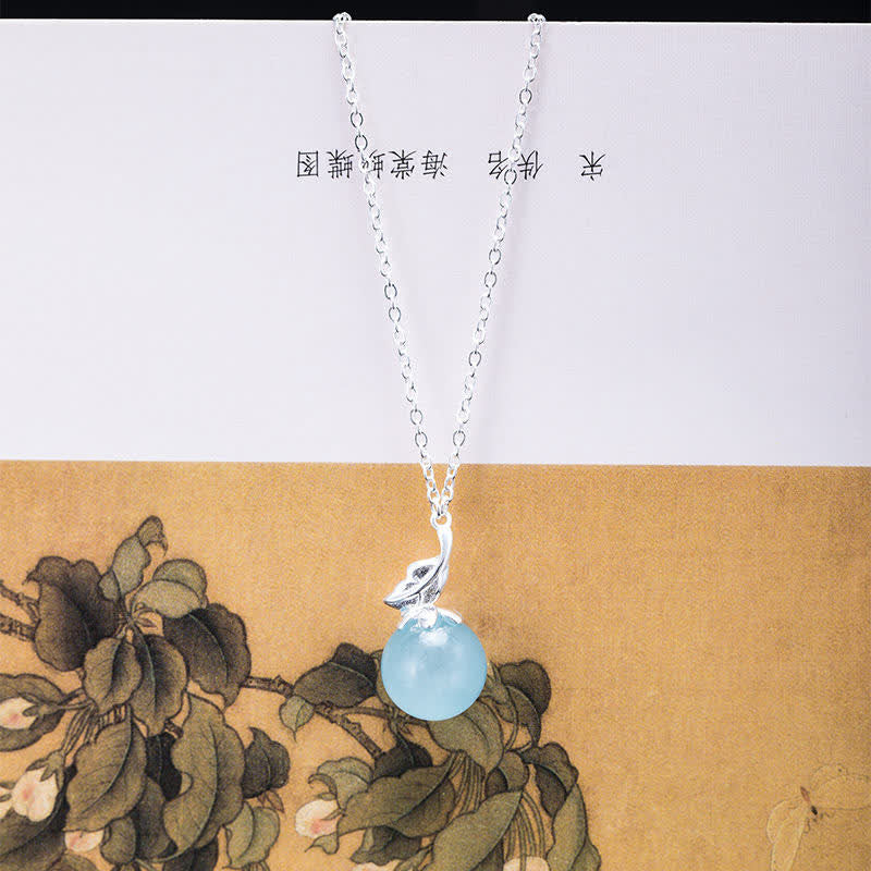 Buddha Stones et aigue-marine naturelle - Collier en aigue-marine feuille - image 8
