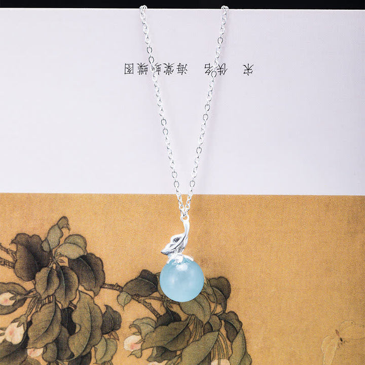 Buddha Stones et aigue-marine naturelle - Collier en aigue-marine feuille - image 8