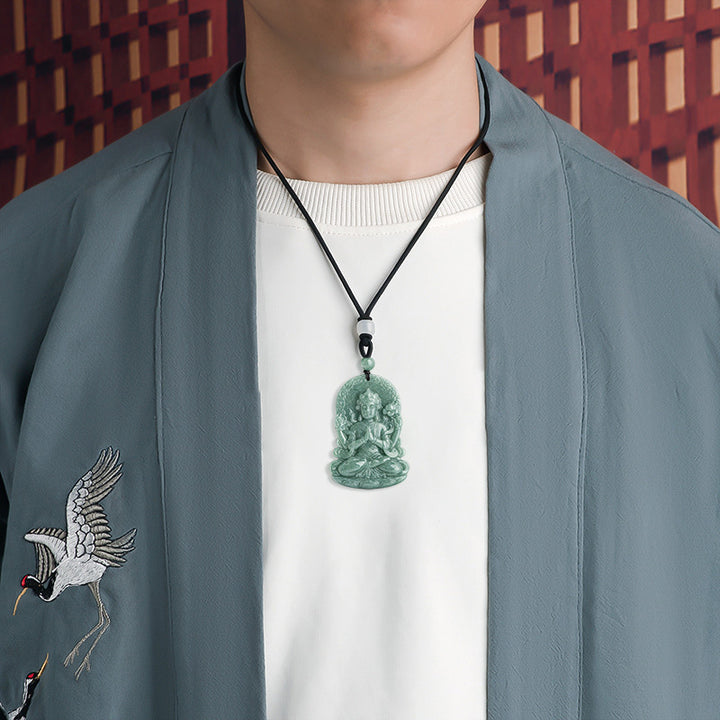 Collier de bénédiction en jade naturel à quatre bras Avalokitesvara - image 3