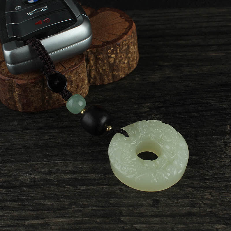 Porte-clés Buddha Stones PiXiu Jade Peace Buckle Abondance Richesse