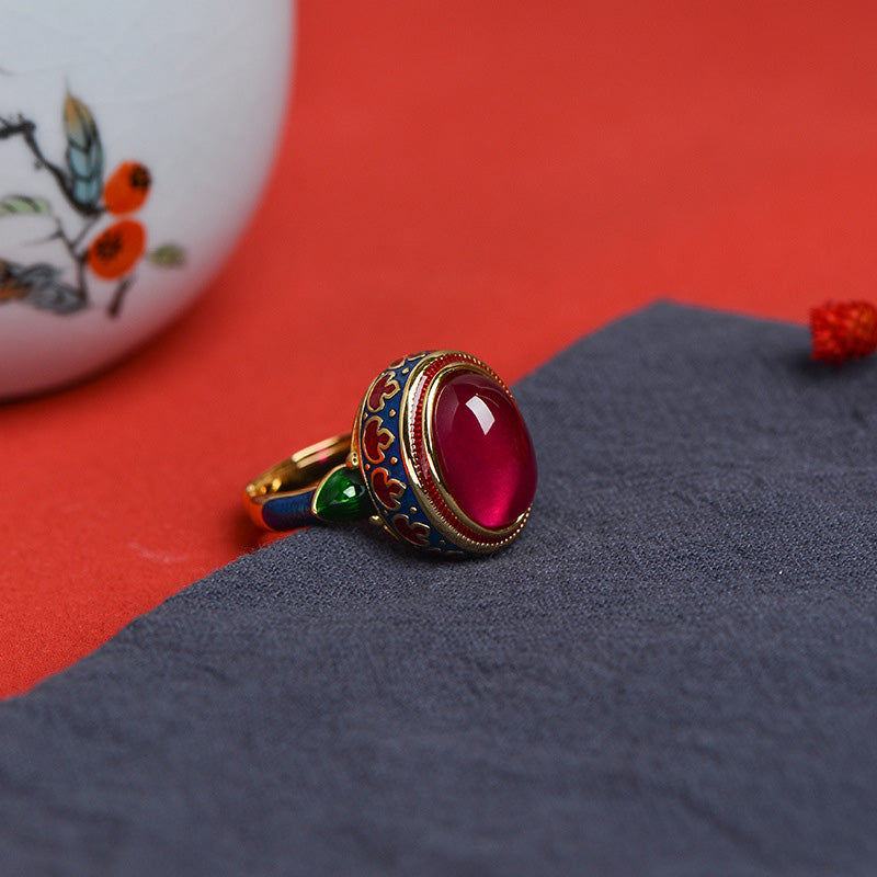 Bague courage en argent sterling 925 et corindon rouge Buddha Stones - image 5