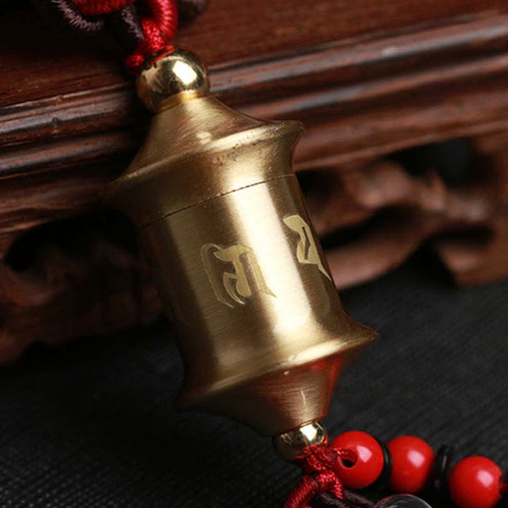 Buddha Stones Tibet Om Mani Padme Hum Roue de prière Neuf Palais Huit Trigrammes Cuivre Décoration suspendue pour voiture