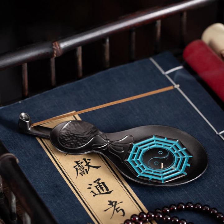 Brûleur d'encens en cuivre avec bénédiction en forme de gourde Yin Yang Bagua