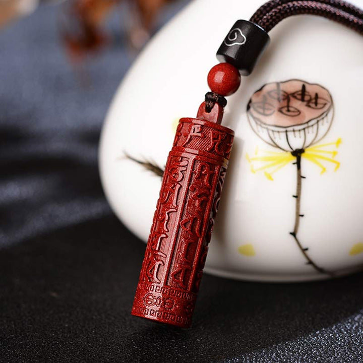 Collier de concentration de mantra tibétain en Buddha Stones en cinabre