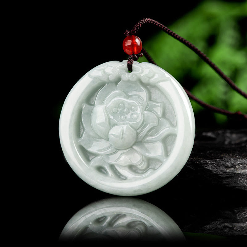 Buddha Stones en jade naturel sculpté en forme de fleur de lotus et de prospérité - image 2