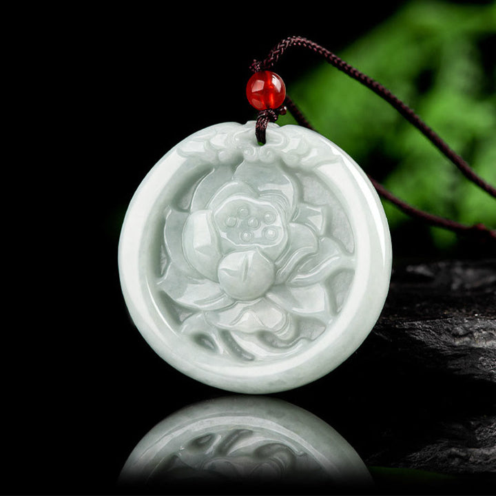 Buddha Stones en jade naturel sculpté en forme de fleur de lotus et de prospérité - image 2