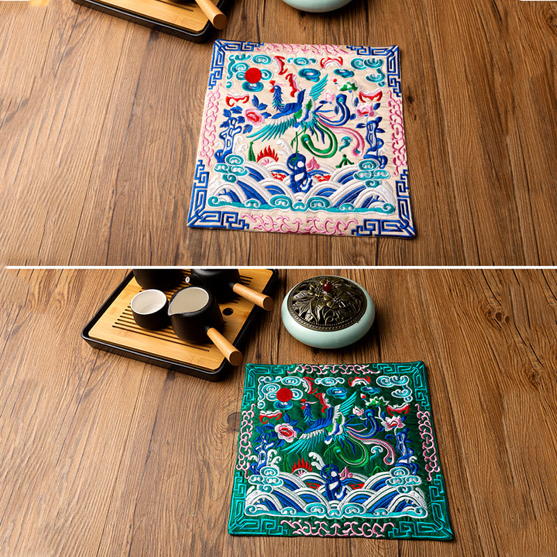 Dessous de Buddha Stones Phoenix Dragon Kirin Dessous de verre pour tasse à thé Dessous de verre Kung Fu