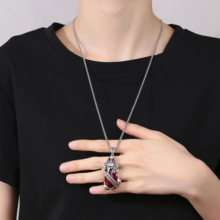 Collier pendentif en cuivre avec Buddha Stones PiXiu Grenat et pièce de monnaie en cuivre - image 4