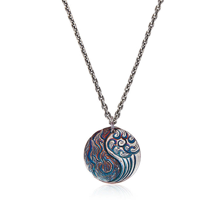 Collier pendentif équilibre Yin Yang eau et feu en argent sterling 990 avec Buddha Stones - image 4