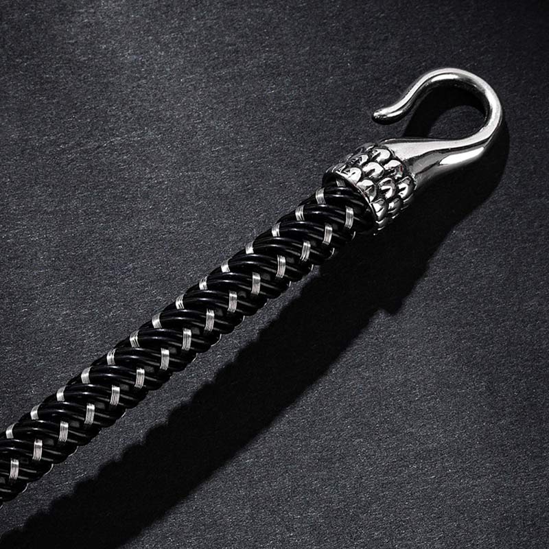 Bracelet de protection en acier titane avec dragon et Buddha Stones