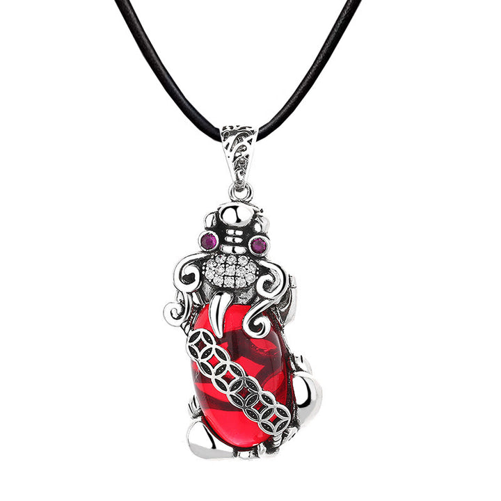 Collier pendentif en cuivre avec Buddha Stones PiXiu Grenat et pièce de monnaie en cuivre - image 8