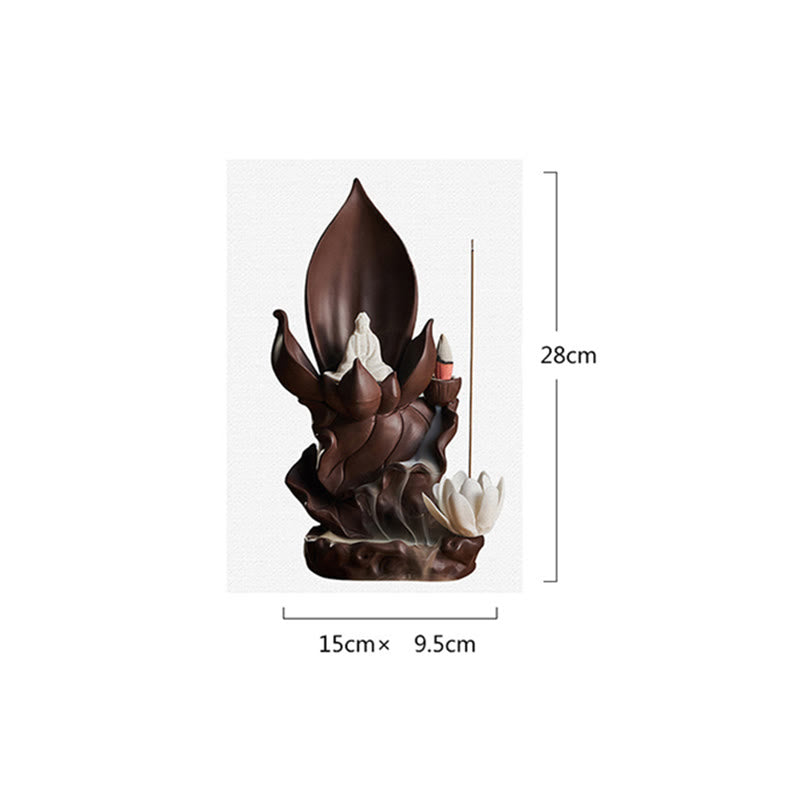 Buddha Stones Bouddha Lotus Avalokitesvara Illumination Brûleur d'encens en argile violette Décoration