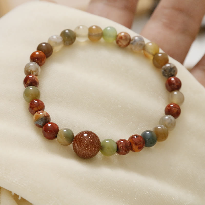 Bracelet de protection en agate et jaspe en Buddha Stones