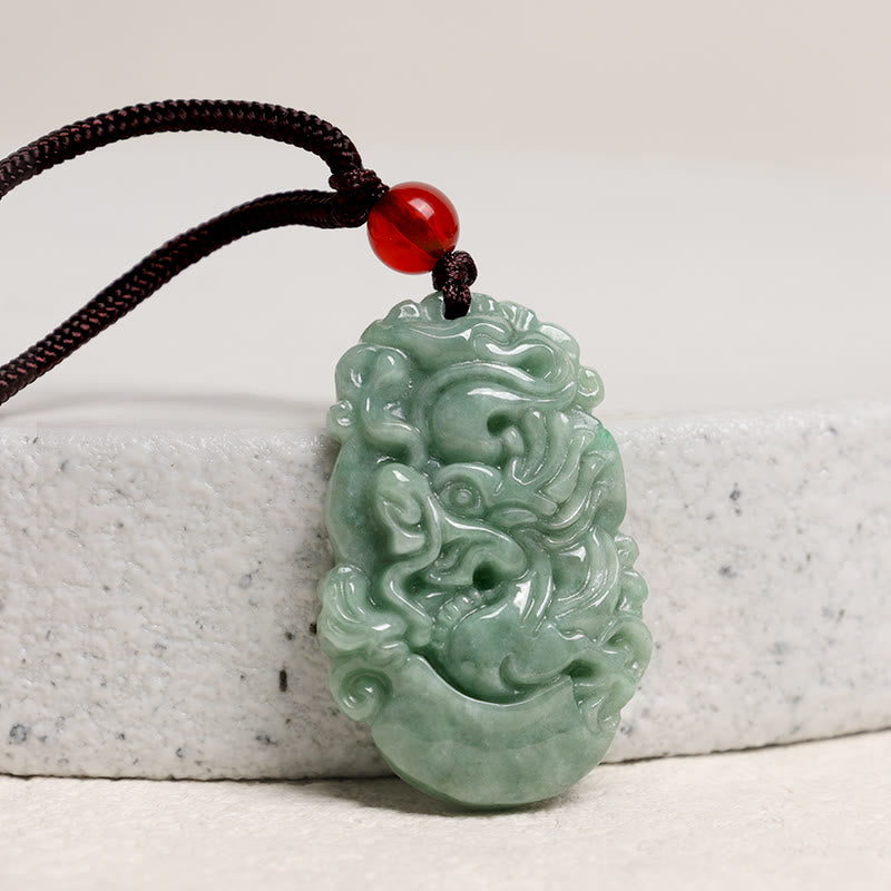 Buddha Stones pendentif de prospérité en jade naturel avec 12 signes du zodiaque chinois - image 2
