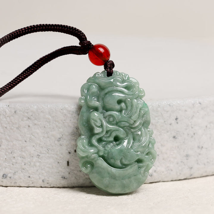 Buddha Stones pendentif de prospérité en jade naturel avec 12 signes du zodiaque chinois - image 2