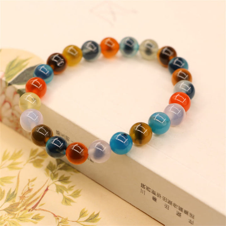 Bracelet de perles de guérison en agate bonbon colorée