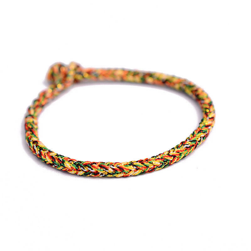 Bracelet tibétain en corde tressée à huit fils avec nœud de paix et protection fait main en Buddha Stones