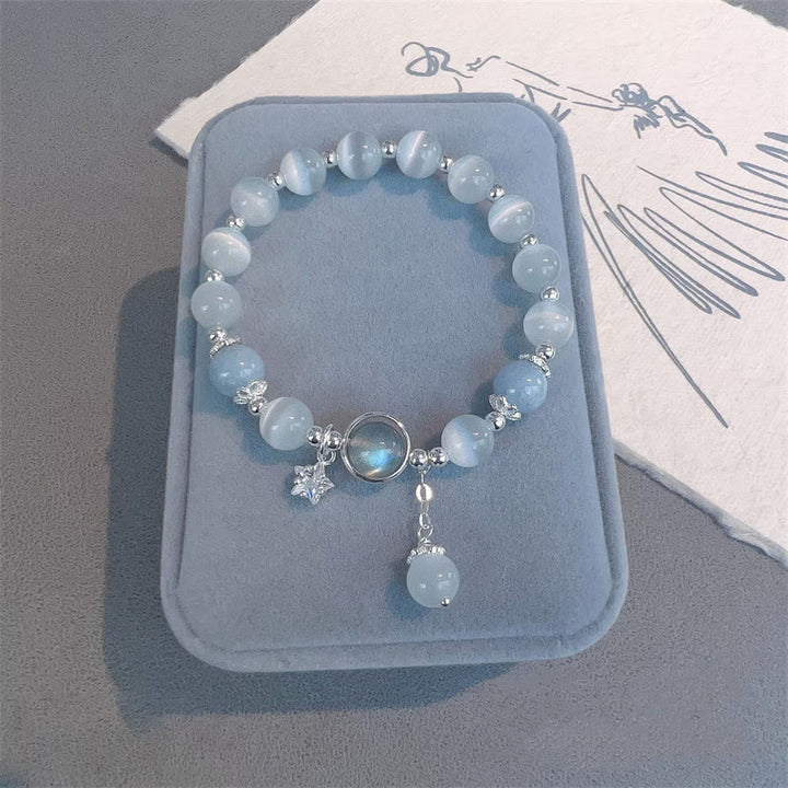 Bracelet de soutien à breloques en forme d'étoile, de papillon et de pierre de lune avec œil de chat et Buddha Stones