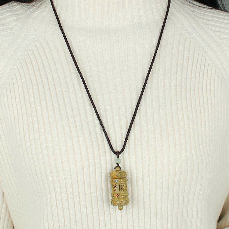 Collier pendentif apaisant positif en Buddha Stones Tibet bois de santal vert bois de rose Om Mani Padme Hum Lotus - image 5