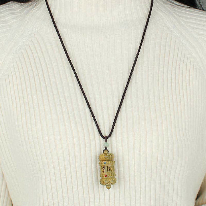 Collier pendentif apaisant positif en Buddha Stones Tibet bois de santal vert bois de rose Om Mani Padme Hum Lotus - image 5