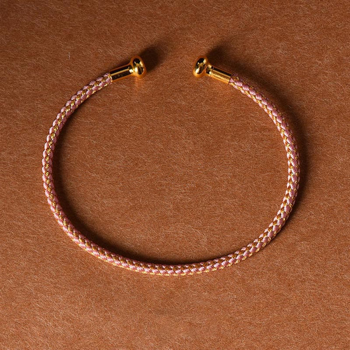Bracelet manchette tressé fait main avec Buddha Stones au design simple - Rose clair - image 16